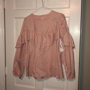Pink Pleated Canvas Blouse NWT